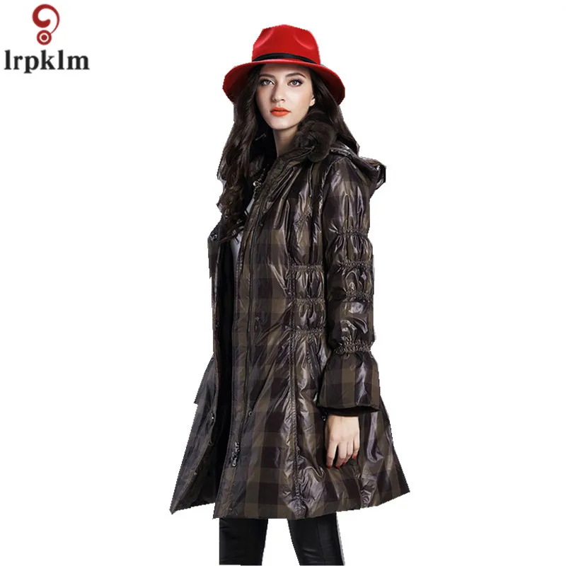 Women Bright Winter Coat Adjustable Waist Long Jackets Female 2018 New Padded Plaid Coats Hooded Autumn Warm Jacket AS037 (7)
