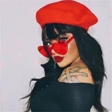 Женские роскошные персиковые яркие солнцезащитные очки в форме сердца Европейский и американский тренд женские персиковые солнцезащитные очки в форме сердца