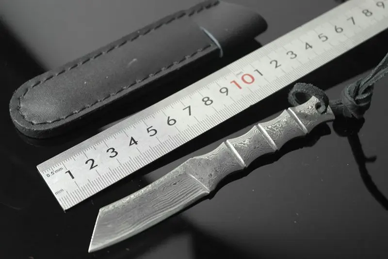 Продажа TRSKT Дамаск Сталь коллекция Ножи выживания Ножи кемпинг, Дамаск Ручка Открытый Rescue карманный Ножи с кожаной оболочке