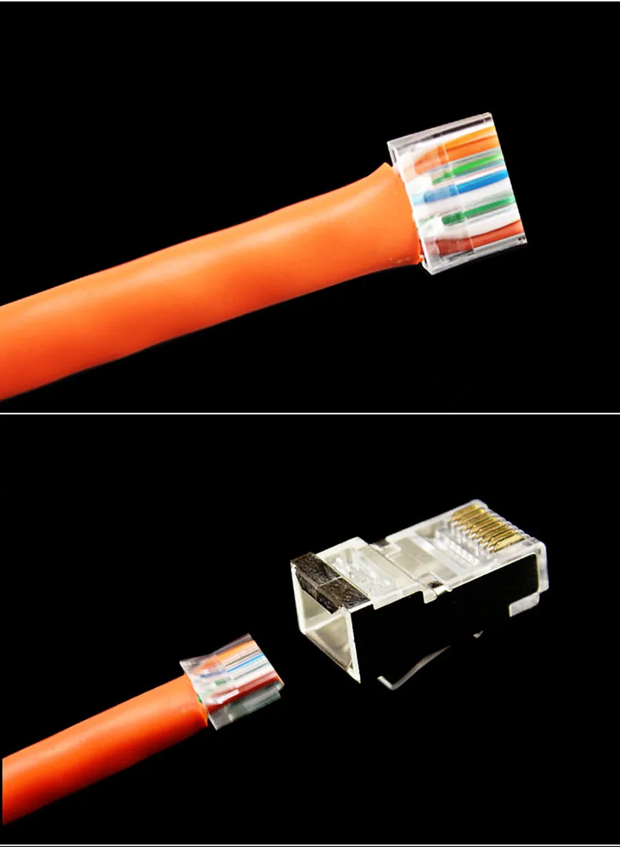 Xintylink rj45 разъем ethernet Кабельный разъем cat6 сетевой позолоченный 8P8C металлический экранированный мужской 8pin модульные терминалы синий 50 шт