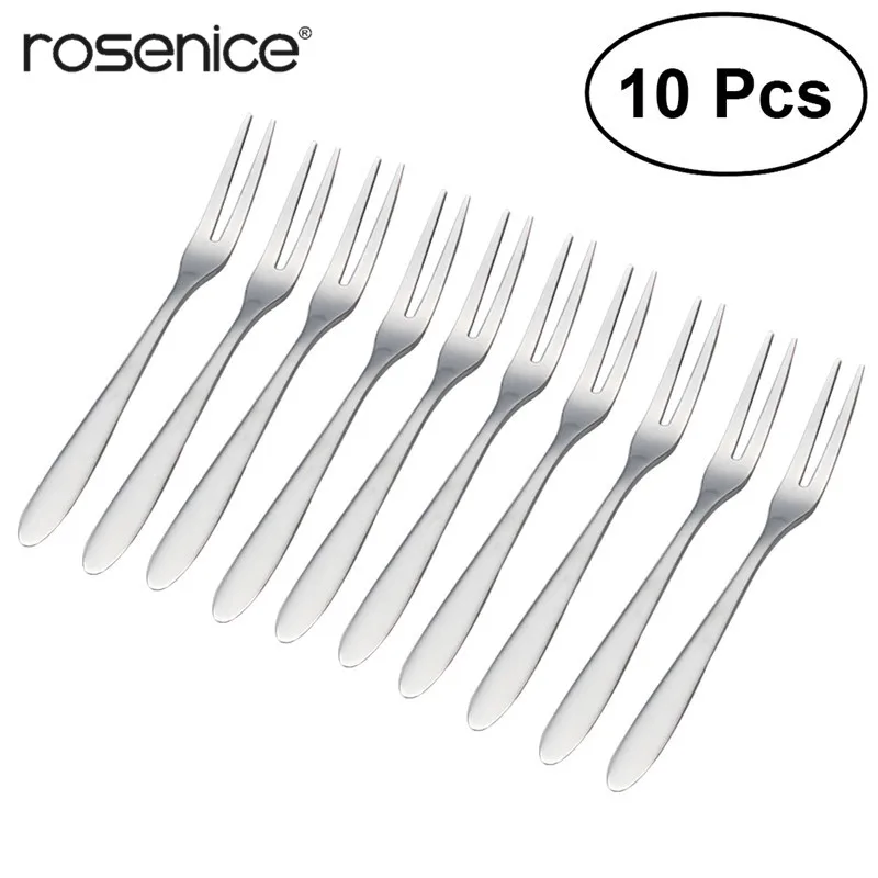 10pcs Stainless Steel Fruit Cake Forks Cocktail Forks Dessert Forks