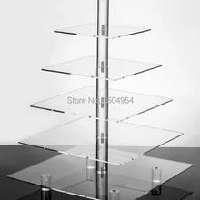 Квадратный 6 ярус акриловый Кекс Дисплей стенд/акриловая подставка для торта с source error