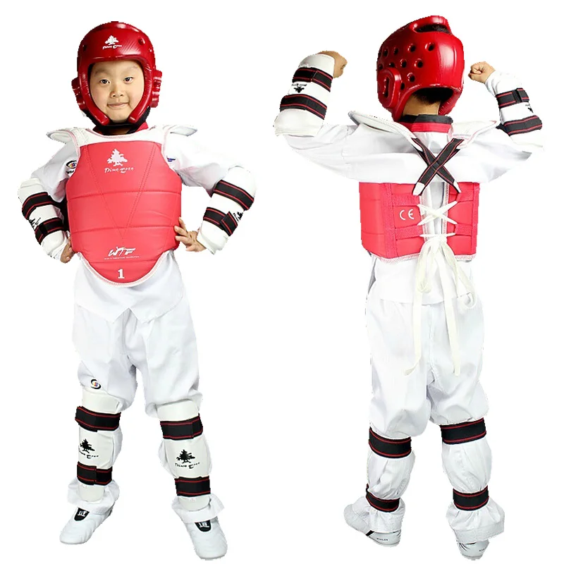 WTF Taekwondo Sparring Gear MOOTO Protectors Guards Complete One Set Helmet Head Chest Protector Shin Arm 