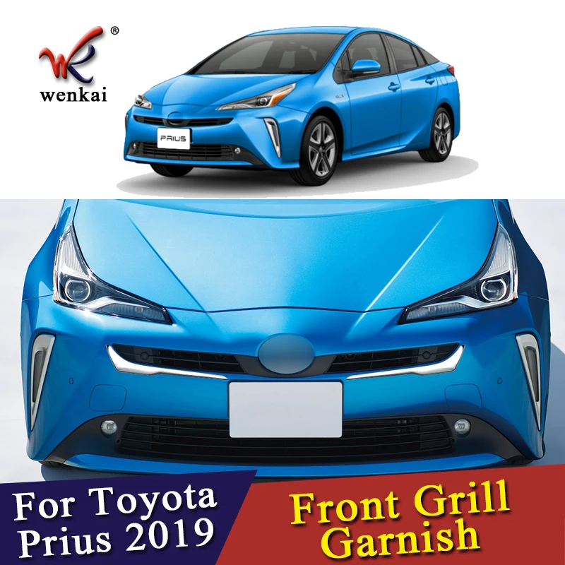 

High Quality 2PCS ABS Chrome Front Grill Garnish Cover Trim For Toyota Prius 50series 2019 2020 Car Accessories