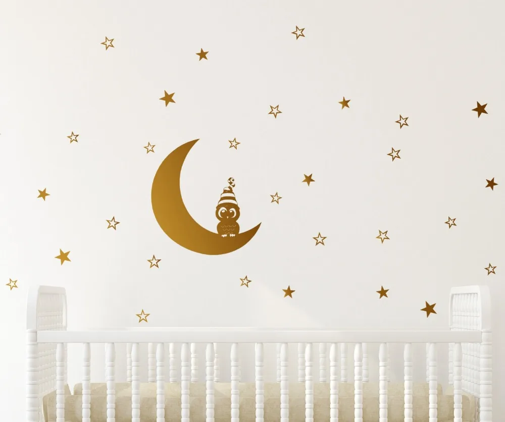 

Kids Baby Bedroom Decor Wall Sticker Own on Moon with Starts Bedroom Decoration Decal DIY Dreams Wall Decor Mural WA-36