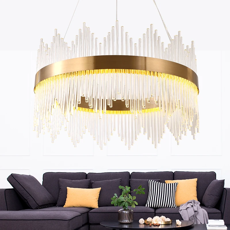 Роскошный D55/65/85 см 45/55/75 Вт LED теплый белый круглый железный стеклянный подвесной