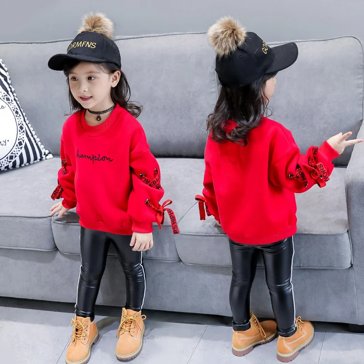 2019 spring autumn baby sweatshirts for kids outwear Red color baby girls hoodies sweatshirt and tops children clothing costume