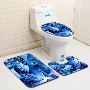 

The Christmas Accessories for Bathroom 3 Piece Bath Mat Set Non Slip Mat for Bedroom Toilet Rugs Set Anti Slip Carpet