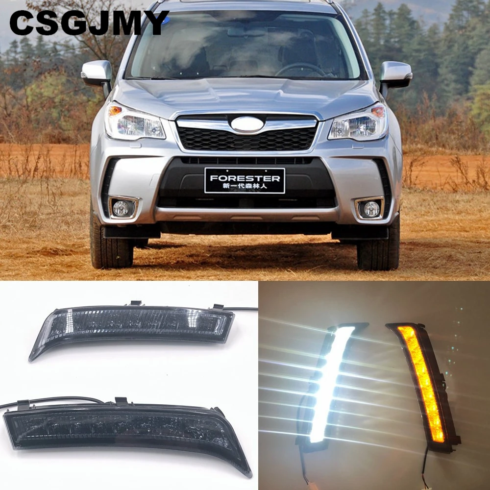 1Set Car led drl daytime running light with Yellow turn signal Fog lamp