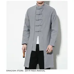 Sinicism магазине мужские черные Streetwearm куртки 2019 мужские льняные куртка пальто мужской китайский стиль хип хоп ветровка плюс размеры