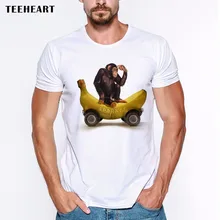 

2017 Newest Design Funny Monkey On Banana Short Sleeve Men's T-shirts Tee Fashion Animal Print Hipster Tops
