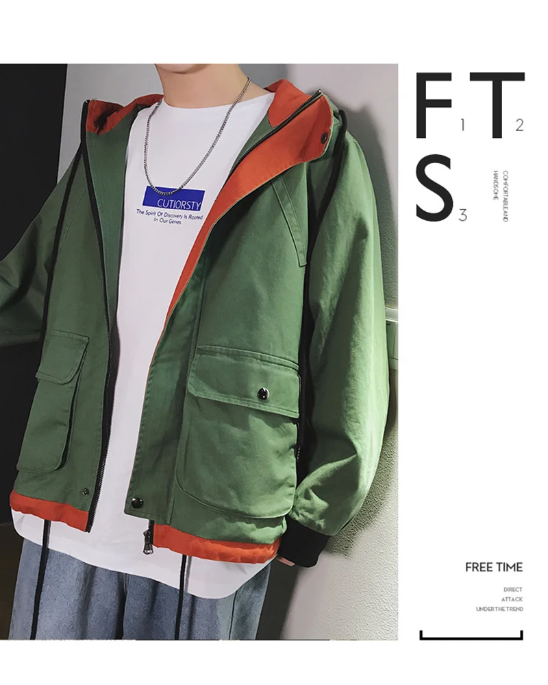 Army Green Trench Coat Men Korean Style Fashion Clothing Male Hooded Trench Coat Jacket Mens  (10)