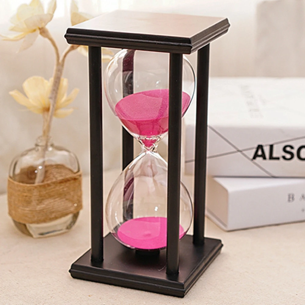 30 Minutes Transparent Crystal Black framed Sandglass Hourglass Glass