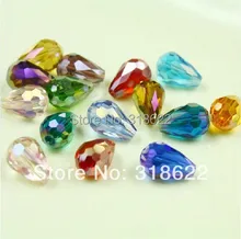 Фотография Mixed AB color Tear Drop Cut&Faceted Crystal Glass Beads.Spacer Beads 8x11mm  Rondelle Bead,Loose Beads,100pcs/lot Free Shipping