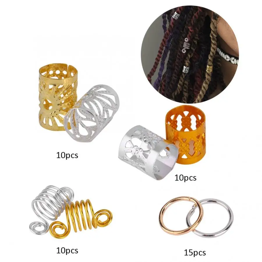 90pcs Hair Braid Rings Dreadlock Three-ply Hair Clips Loops Photo Exhibitions, Weddings, Proms Decoration