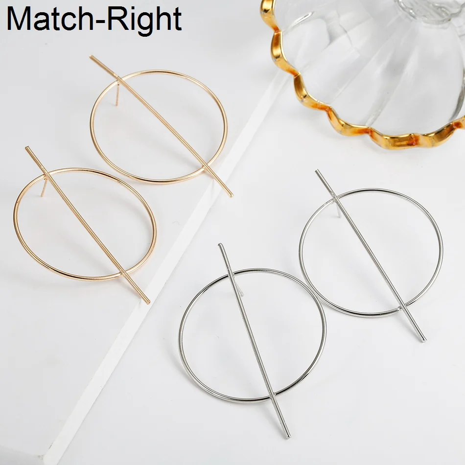 

Match-Right Women Statement Big Round Gold/Silver Earrings For Women Minimalist Large Drop Earrings Pendant Female Jewelry LX061