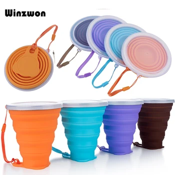 

4 Colors 250ML Silicone Travel Cup Retractable Folding Coffee Cup Telescopic Collapsible Tea Cup Outdoor Sports Tour Water Cup