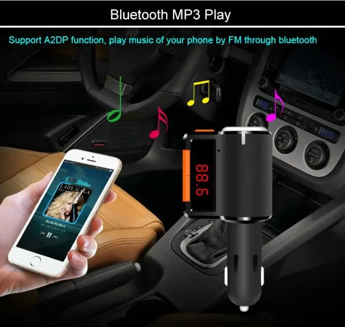 BC09 Bluetooth FM передатчик прикуривателя socke автомобиля Зарядное устройство Bluetooth автомобильный набор, свободные руки, FM передатчик для iPhone и Android Телефон iPod