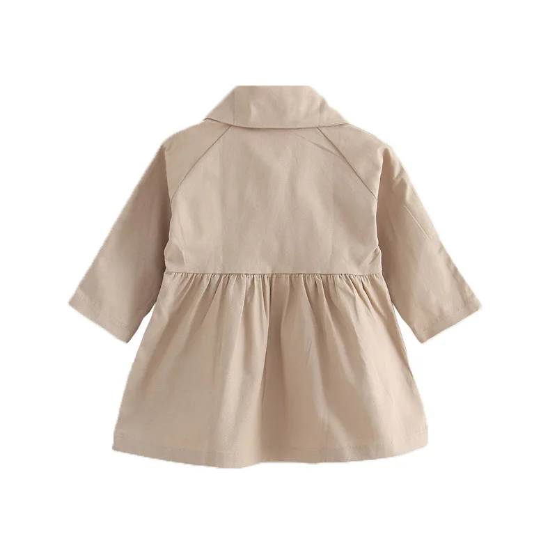 Children's Overcoat Girl's Spring Coat Turn-lapel Plain-color Casual Medium-long Windbreaker | Детская одежда и обувь