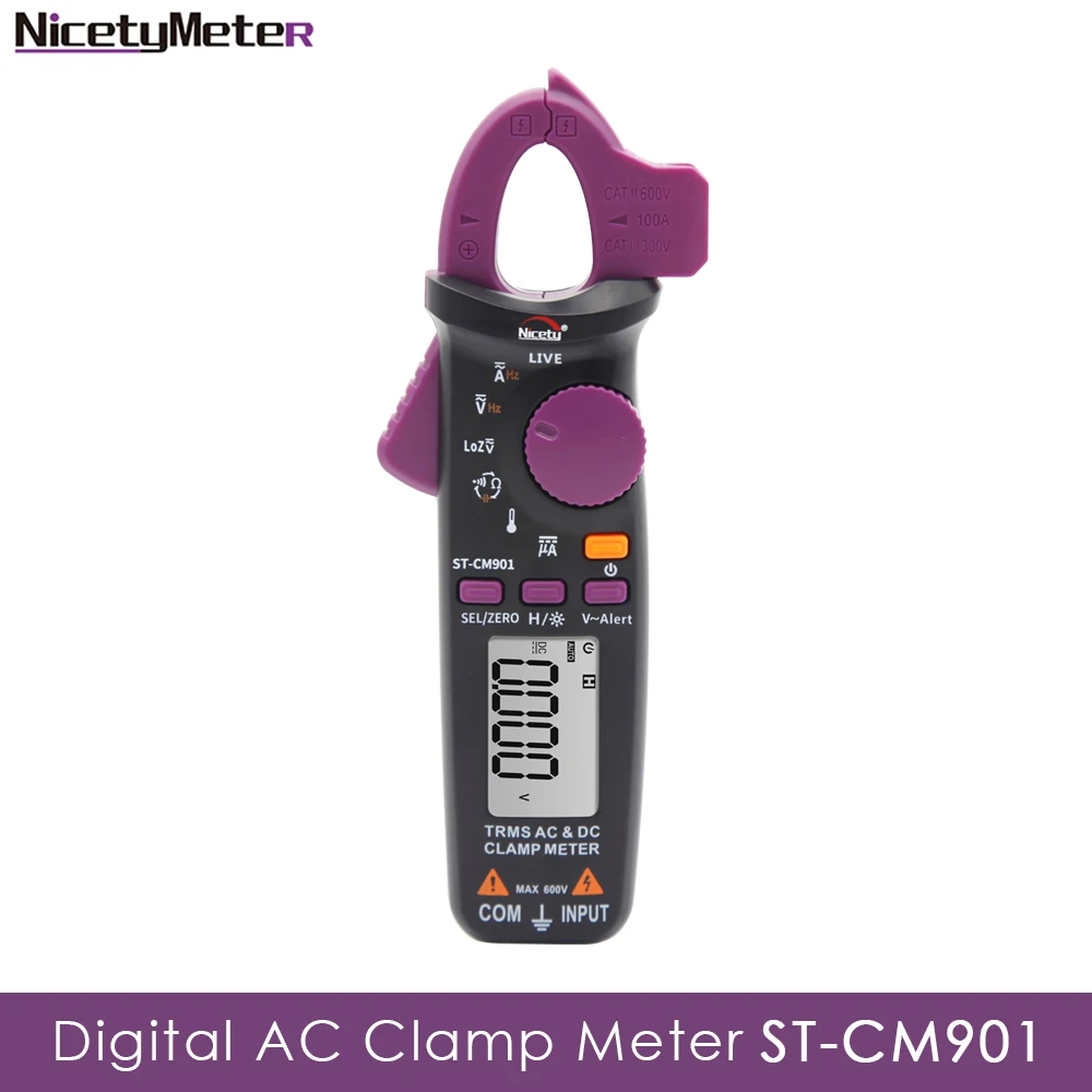

Nicetymeter ST-CM901 Counts Digital AC DC Clamp Meter Measure Capacitance Resistance Temerature Mini Clamp meter big Jaw
