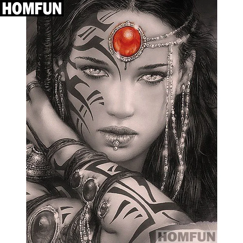 

HOMFUN 5D Needlework Diy Diamond Painting Cross Stitch "Cool Girl Warrior" Diamond Embroidery Square Round Drill Crafts A01146