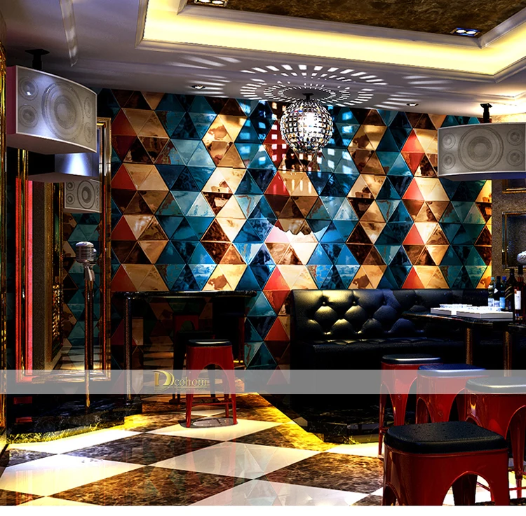 Водонепроницаемый KTV бар обои 3D стереоскопические геометрические модные блестящие решетки обои гостиничный номер фон Настенный декор