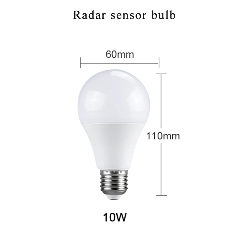 85-265 в радар движения лампочка с сенсорным управлением инфракрасный индукционный ночник E27 Светодиодный светильник чувствительный детектор крыльца настенный светильник - Испускаемый цвет: Radar Sensor 10W
