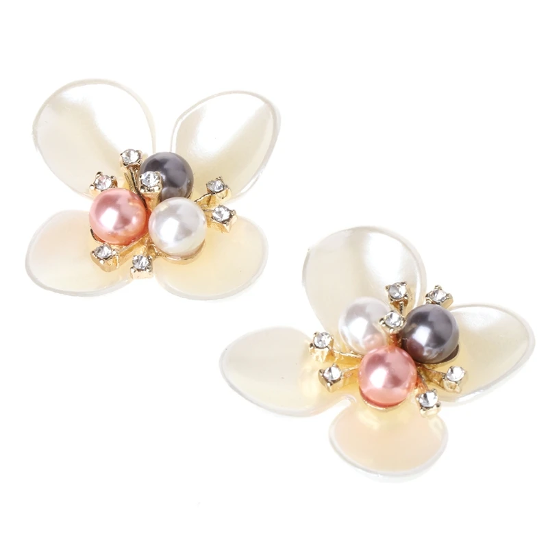 

KLV 1 Couple Charge free lady color flower shoe Rhinestone buckle crystal decorations clips shoe charms accessories