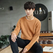 2017 New Arrival Style men’s fashion casual knitwear high quality fashion neck Pullover solid men long sleeved sweater M-2XL