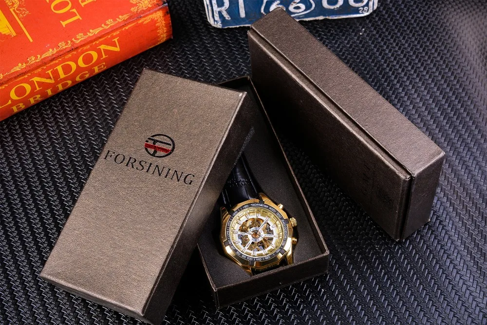 Forsining Мужские механические часы Лидирующий бренд Роскошные модные золотые белые Скелет Дизайн наручные часы светящиеся руки Horloges Mannen