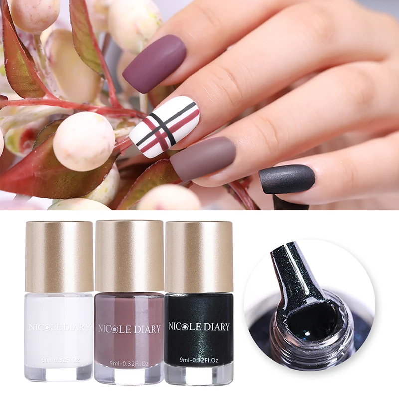

NICOLE DIARY 9ml Matte Effect Nail Polish Pashm Series Quick Dry Manicure Nail Art Lacquer Varnish 6 Colors Optional