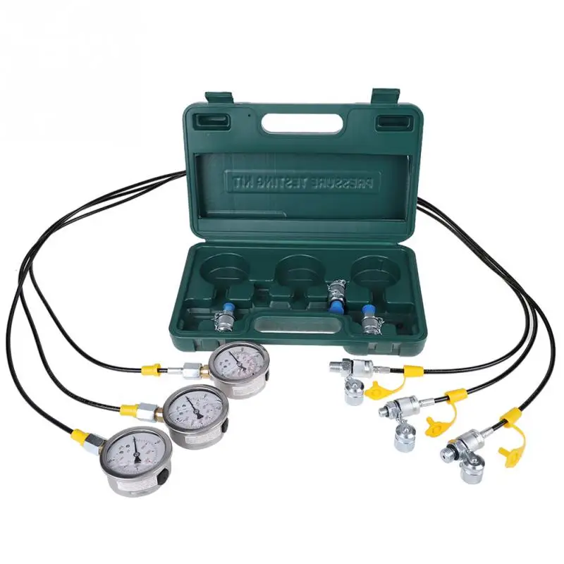Excavator Hydraulic Pressure Test Kit with Testing Hose Coupling and Gauge Tools Accessory