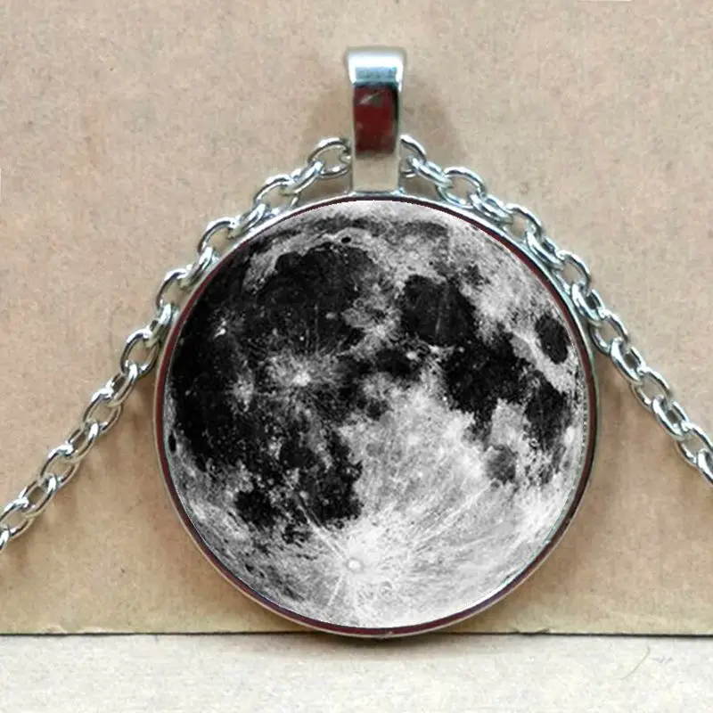 

2019/ hot sale, Galaxy moon pattern necklace, glass pendant necklace, fashion wear necklace jewelry.