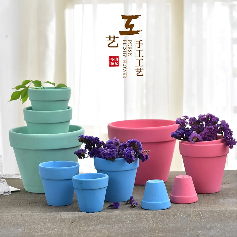 

Colourful Cute Round Home Garden Office Decor Planter Plant Flower Pots Garden Supplies Macaron Terracotta Pots Free Shipping