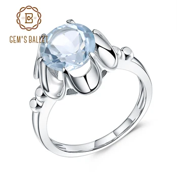 

GEM'S BALLET 2.01Ct Natural Sky Blue Topaz Finger Ring Classic 925 Sterling Silver Gemstone Wedding Rings For Women Fine Jewelry