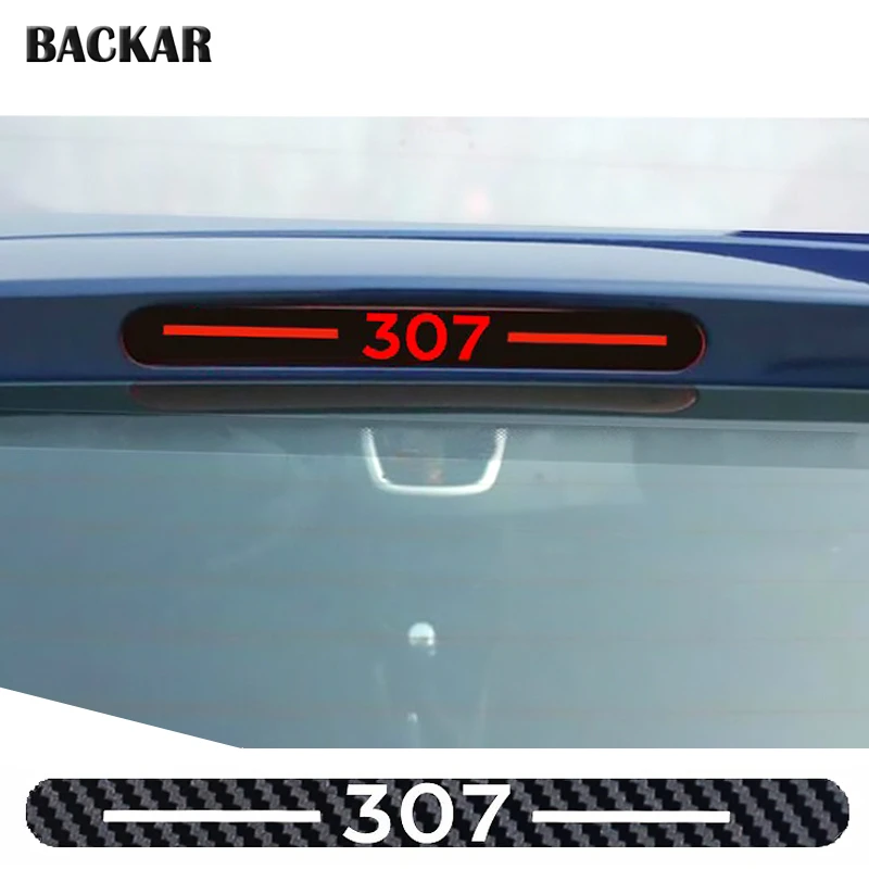 

Car-styling 3D Carbon Fiber Emblems Stickers For Peugeot 206 Peugeot 307 Auto High Mouned Stop Brake Light Accessories