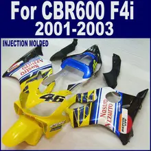 100% литье под давлением 7 7gifts для ХОНДА CBR 600 F4i желтый мотобайк обтекатели 01 02 03 CBR600 F4i 2001 2002 2003 обтекатель а