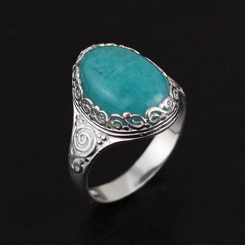 

CMAJOR Original 925 Sterling Silver Vintage Filigree Aquamarine Rings Women Handmade Designer Fine Jewelry Wholesale
