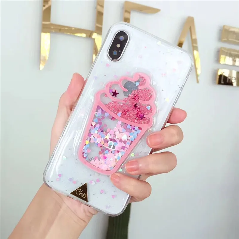 Модный Блестящий чехол с песочным рисунком для Apple iPhone 6 6S 7 plus 8 задняя крышка iphone X