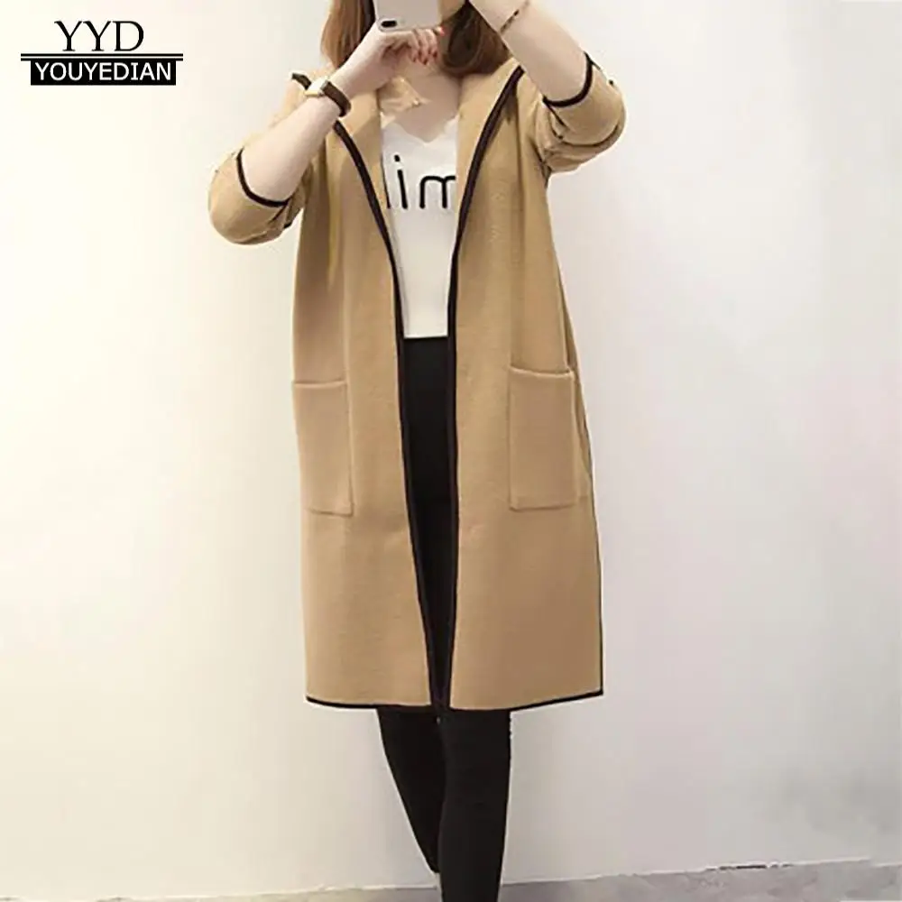 

Female Coat Women Winter Loose Hooded Wild Elegant Windbreaker Sweater Coat Cardigan womens fall jacket 2018 chaqueta mujer