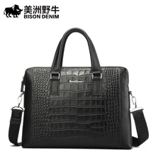 BISON DENIM Brand Handbag Men Genuine Leather Shoulder Bag Business Tote Bag Cowhide Briefcase Men’s Messenger Bag Free Shipping