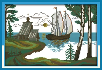 

Cross Stitch Landscape Spread The Sail Wall Decoration Kits For Embroidery Dmc Embroidery Floss Needlework Set