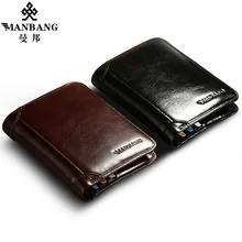 ManBang 2017 New Wallet Genuine Leather Men Wallets Short Male Purse Card Holder Wallet Men Fashion High Quality Free Shipping