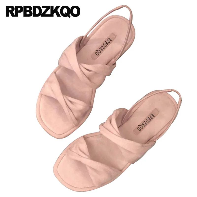 

Slingback Female Ladies Cute Strap Shoes Pink Wide Fit Fashion Designer Nice Blue Open Toe Kawaii Women Sandals Flat Summer 2019