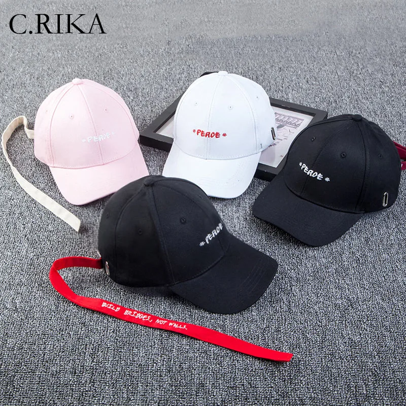 

New Letter Embroidery Long Strap Cotton Baseball Cap Men Women Street Hip Hop Snapback Caps Boys Girls Adjustable Sun Visor Hats