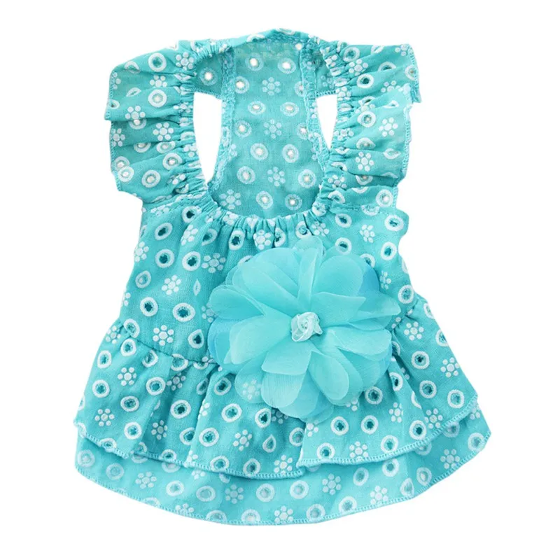 

Dog dress Spring Lace Princess Dress Pet Clothes Small Dog Skirt Summer Thin Section Romantic Wave Point Gauze Skirt