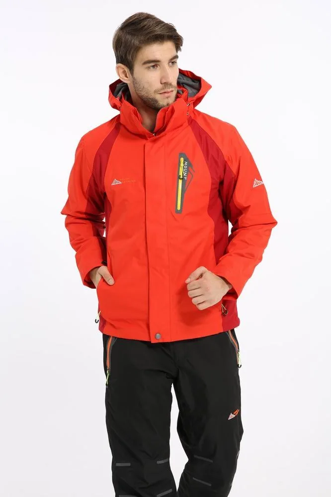 Men's Outdoor Leisure Sports Ski Mountaineering Camping Ski wear, 2 in 1 Jacket, Soft shell
