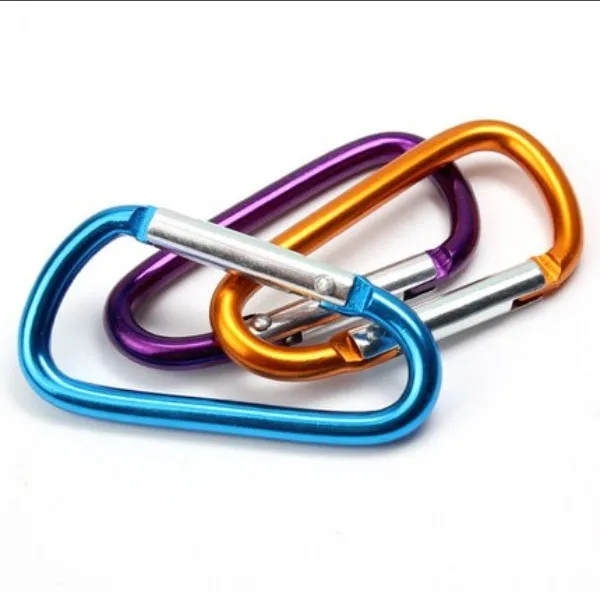 4Pcs 5# Multicolor Aluminum Alloy D Carabiner Spring Snap Clip Hooks Keychain Camping Accessories,Not for Climbing