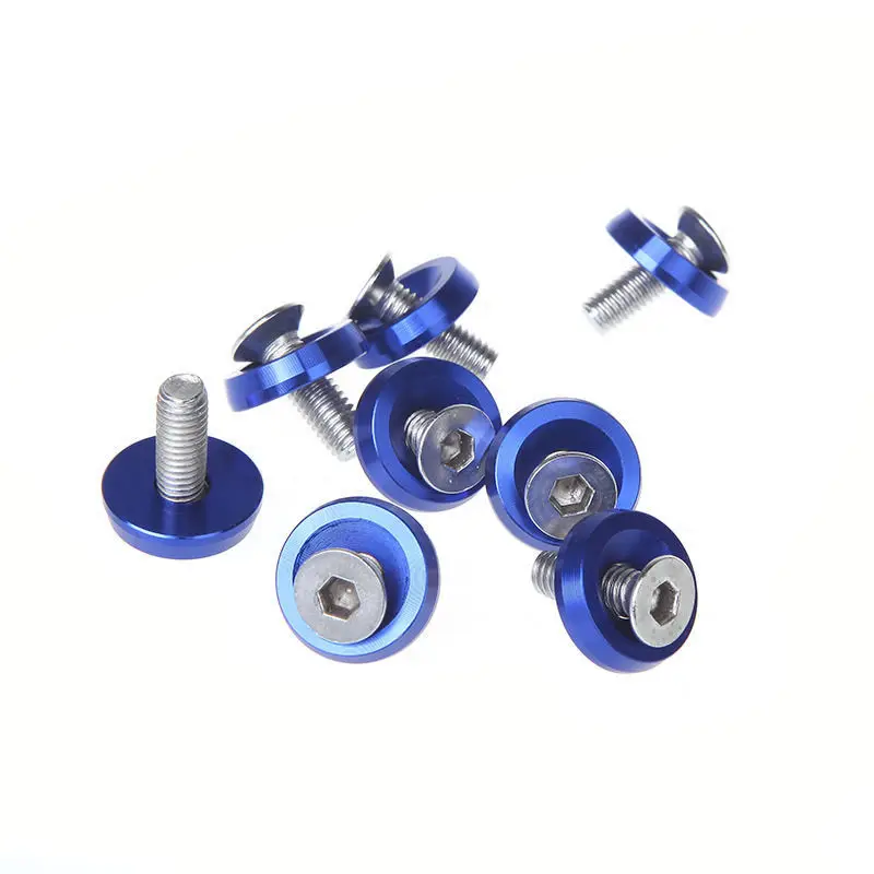 8 Pack Bumpers Fender Washers Kit Bolt Screw Engine Aluminum Blue
