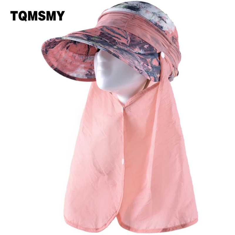 TQMSMY Women Summer Sun hat Anti UV Foldable scarf Protect the neck